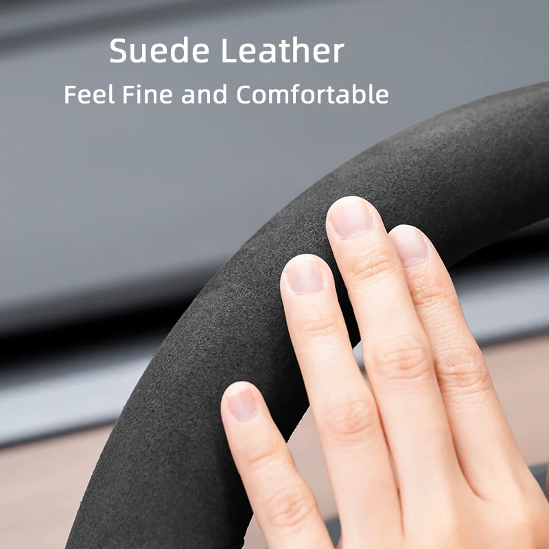

Easy to Install Suede Leather and Leather Steering Wheel Cover for Model 3 and MODEL Y Car Accessories