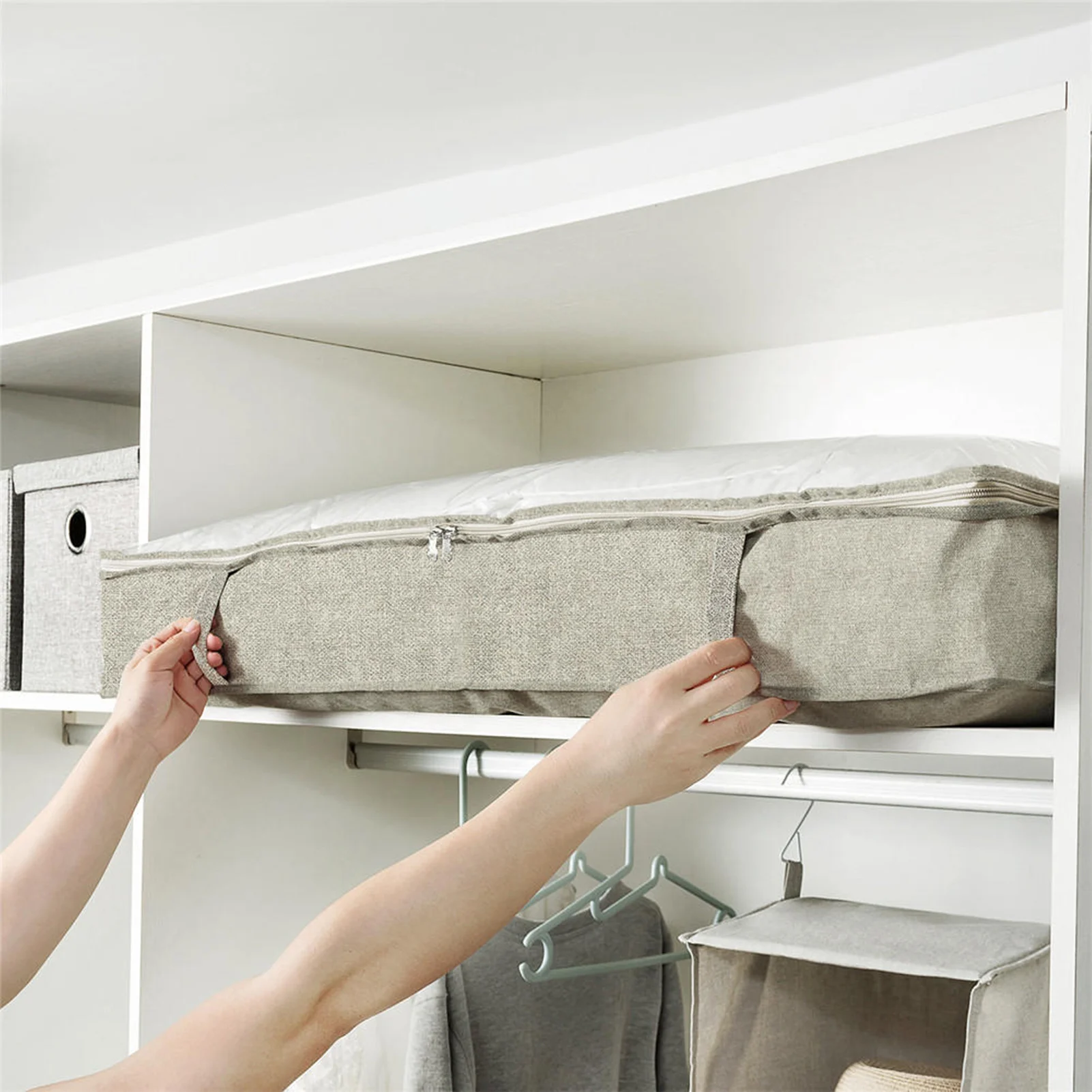 

Under Bed Storage Bag Simple Clothes Organizer Container With Handles Clothes Storage Case Shoes Quilt Pillows Storage Supplies