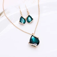 elegant women water drop crystal necklace earring jewelry set rhinestone decoration casual engagement wedding gift