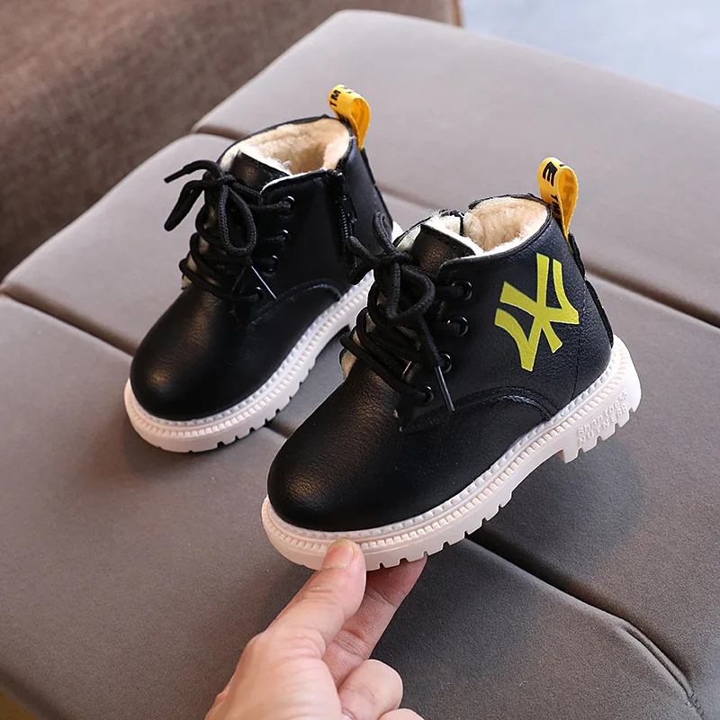 

Детские модные ботинки CUZULLAA для мальчиков и девочек, модные спортивные ботинки с мехом, водонепроницаемая детская обувь на мягкой подошве, ...