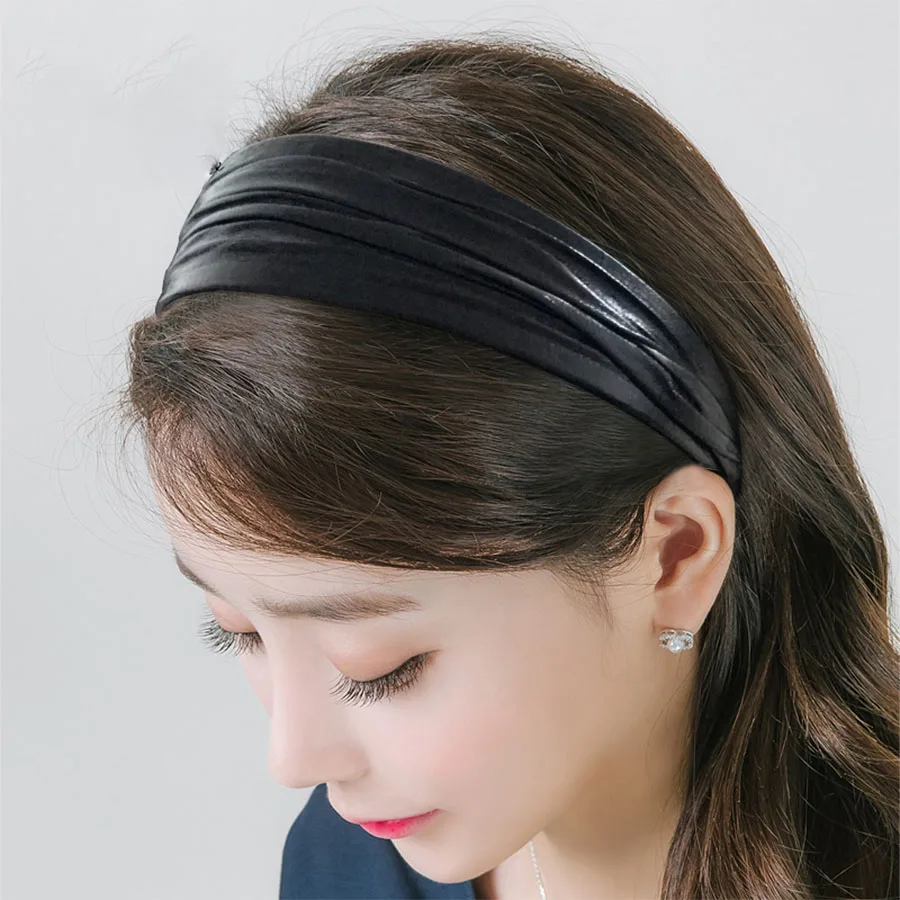 Женский простой обруч для волос Haimeikang однотонный широкий обтянутый тканью