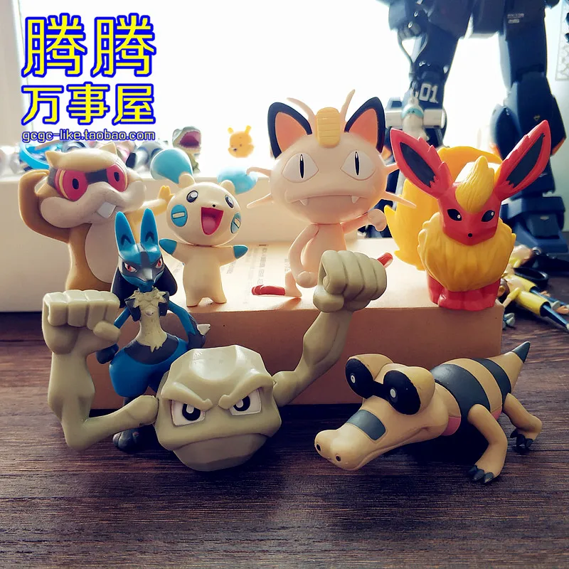 

Pokemon Bulk Pack Pocket Monster Lucario Geodude Meowth Flareon Minun Patrat Sandile Model Anime Figures Collect Ornaments
