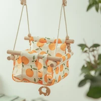 ins portable baby wooden hanging swing seat adjustable safety canvas cushion hammock 0 12 months toddler outside swing chair