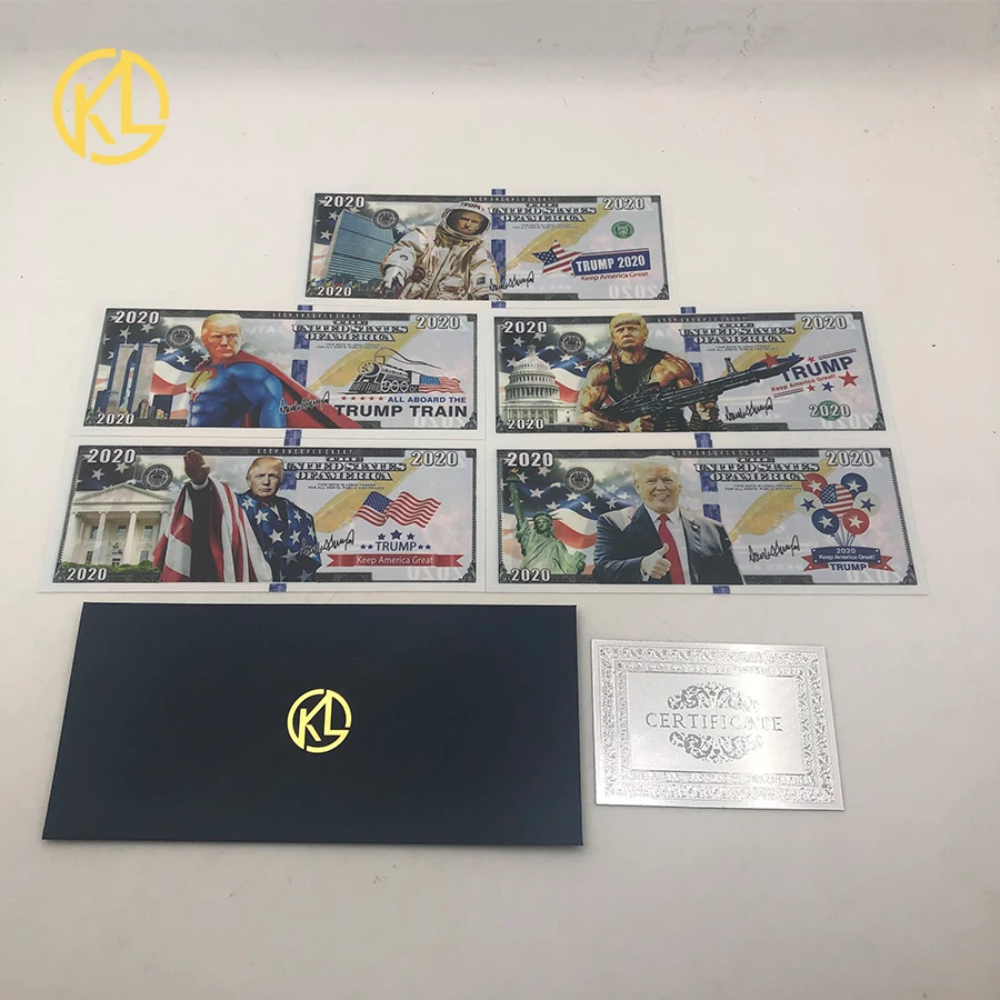 5 типов 2020 памятный значок Дональда Трампа монета президент цветная банкнота