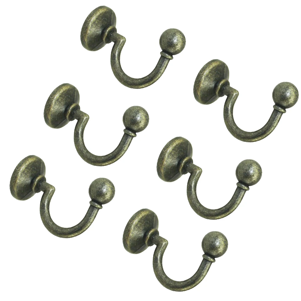 

6 Pieces Single Key Hooks Wall Mounted Hanger Hooks Robe Hook with Screws for Home Bathroom Kitchen Decoration