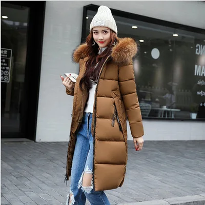 

Autumn Korean winter and version of slim cotton-padded clothes women with medium-long and large wool collar and thickened down c
