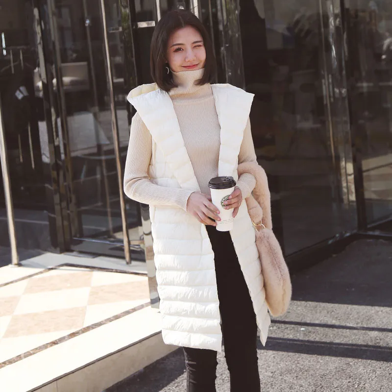 Женский жилет с капюшоном Sanishroly ультра светильник средней длины без рукавов на