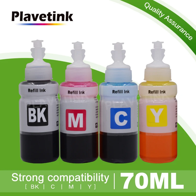 Чернильные чернила Plavetink 70 мл для принтера T6641 T6642 T6643 T6644 картридж Epson EcoTank L120 L310 L380