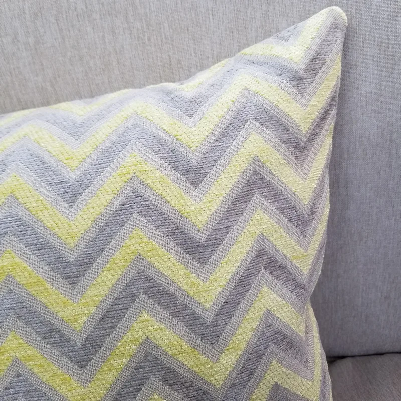 Современные Геометрические желтый серый зигзаг синель тканые жаккардовые