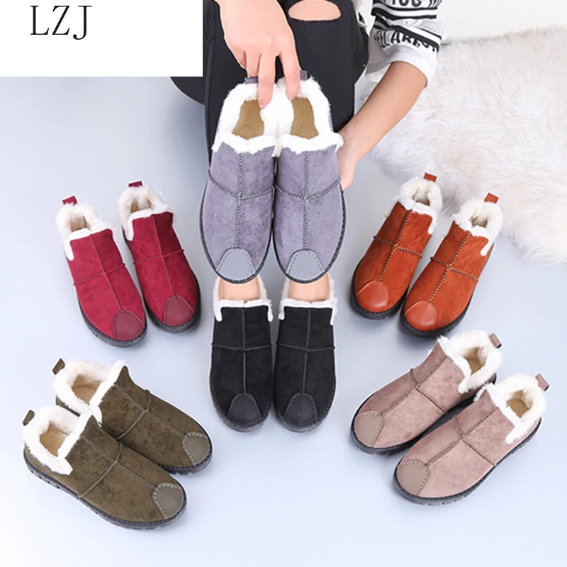 

Snow Suede Ankle Boots Women Flats Winter Warm Winter Short Boots New Fashion Suede Boots Snow Women Shoes Fur Plush Suede Shoes