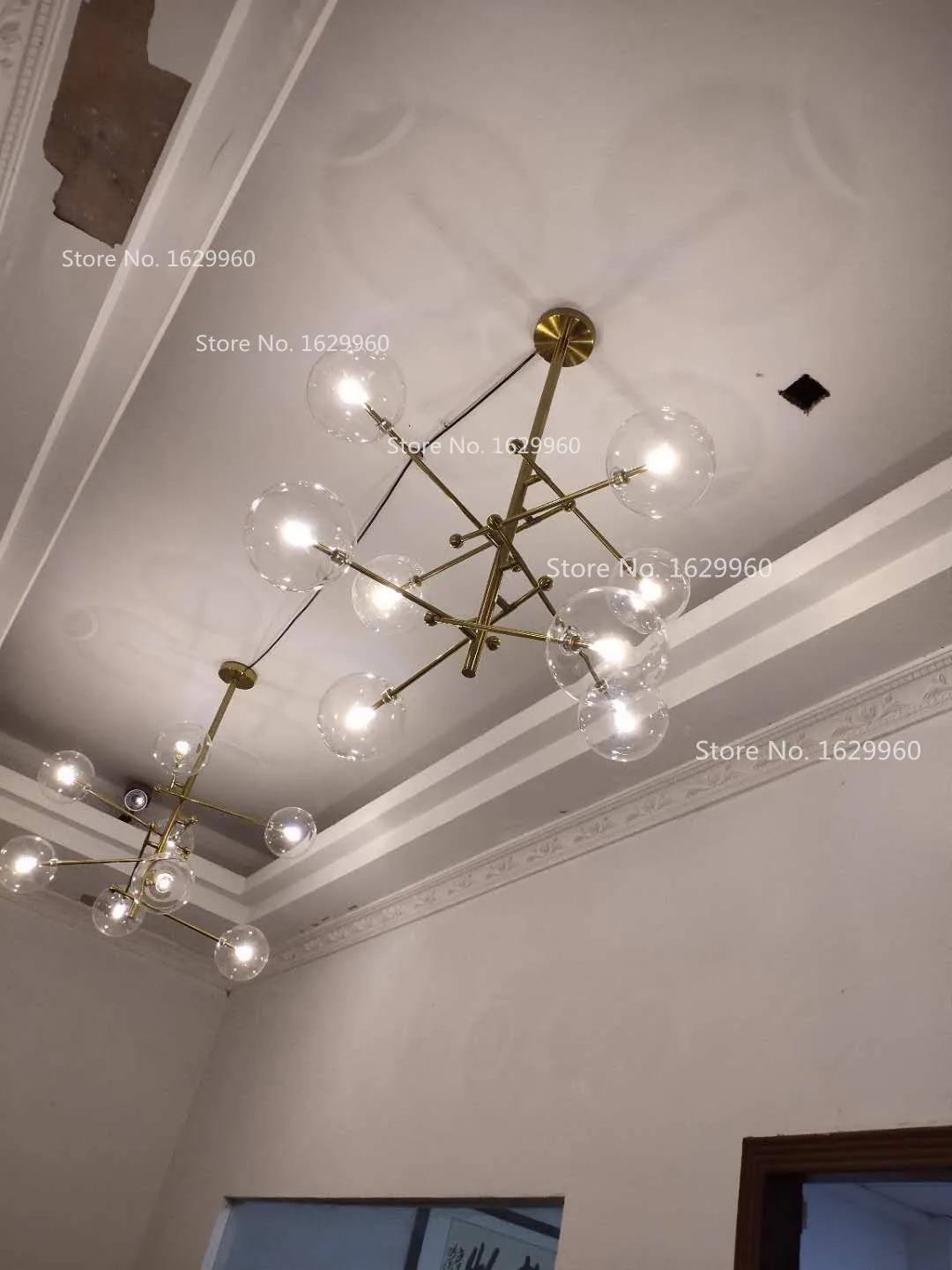 Современный дизайн стеклянный шар люстра 6 головок прозрачный пузырчатый