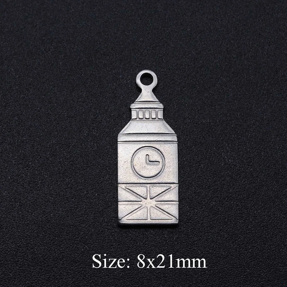 5pcs/lot 100% Stainless Steel Big Ben DIY Charm Pendant Wholesale Jewelry Making Charms Necklace Pendants Top Quality | Украшения и