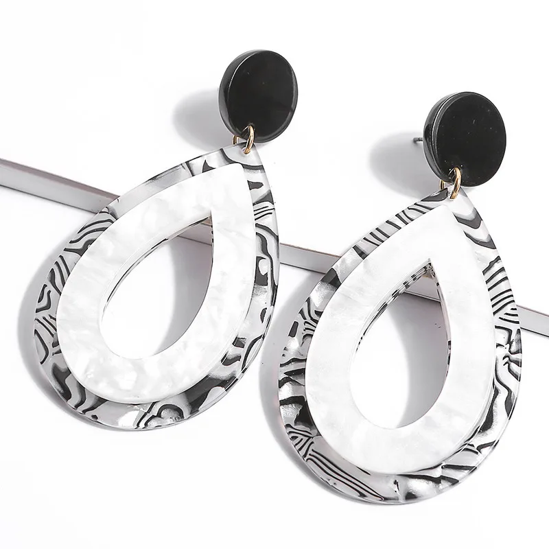 Модные Акриловые серьги с каплевидными цветными блоками из смолы Весна Лето