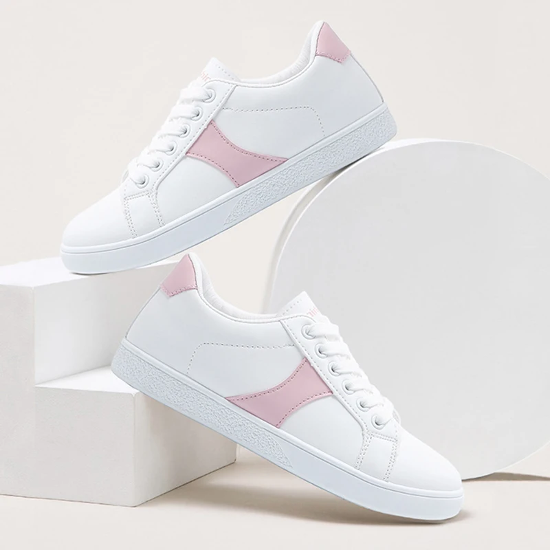

Sell Well Women Casual Sneakers Flat Lace-up Color Matching All-match Round Head Platform High Quality Woman Off White Shoes