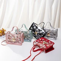 luxury brand handbags fashionable purses transparent daisy pattern shoulder bag chain strap color block sachels composite tote