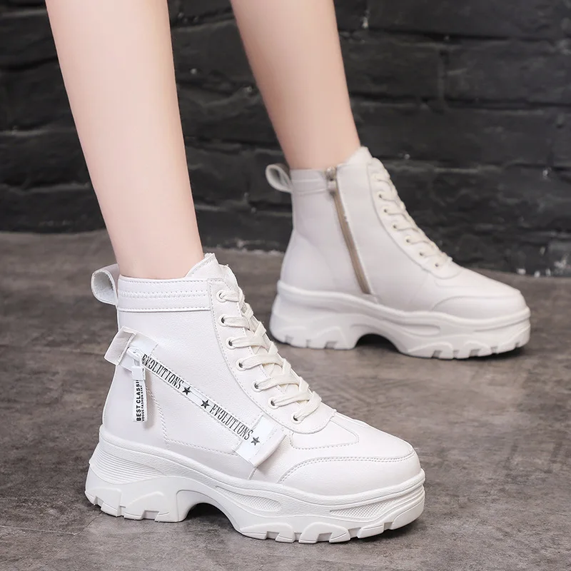 

New Winter Height Increase and Ankle Shoes Women Plus Velvet Non-slip Women's Boots Warm Round Toe Casual Women's High Boots