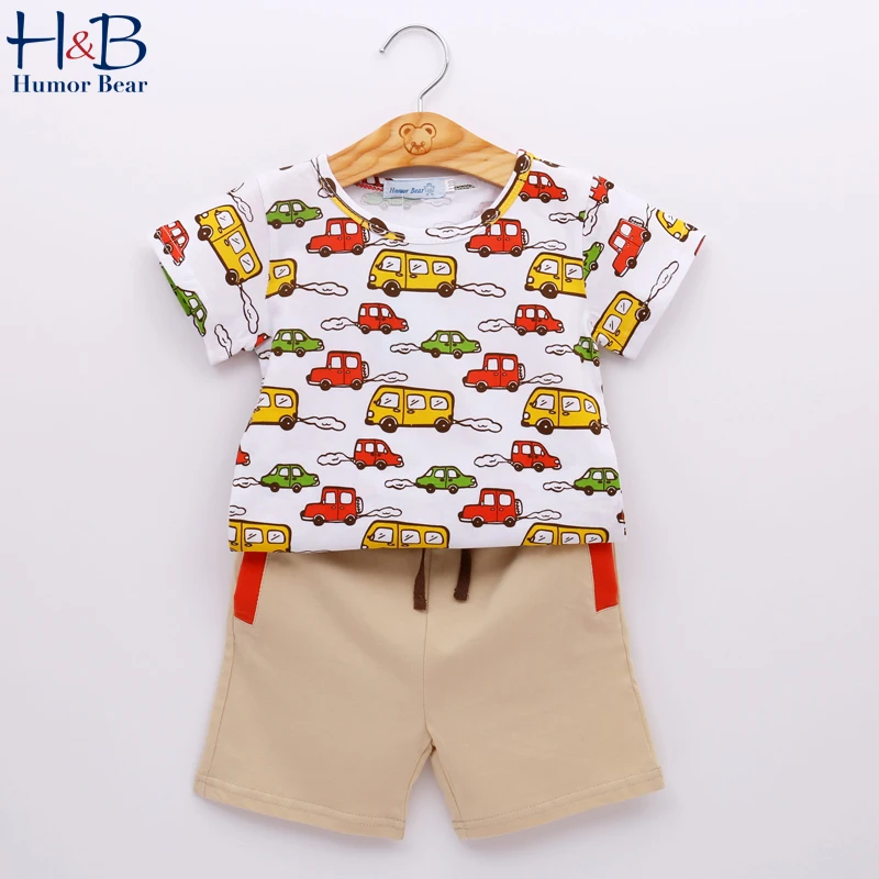 

Humor Bear Summer 2022 NEW Baby Boys Clothes Set Boys Cartoon Car Printed T shirt + Pant 2 Pcs Casual Kids Clothes