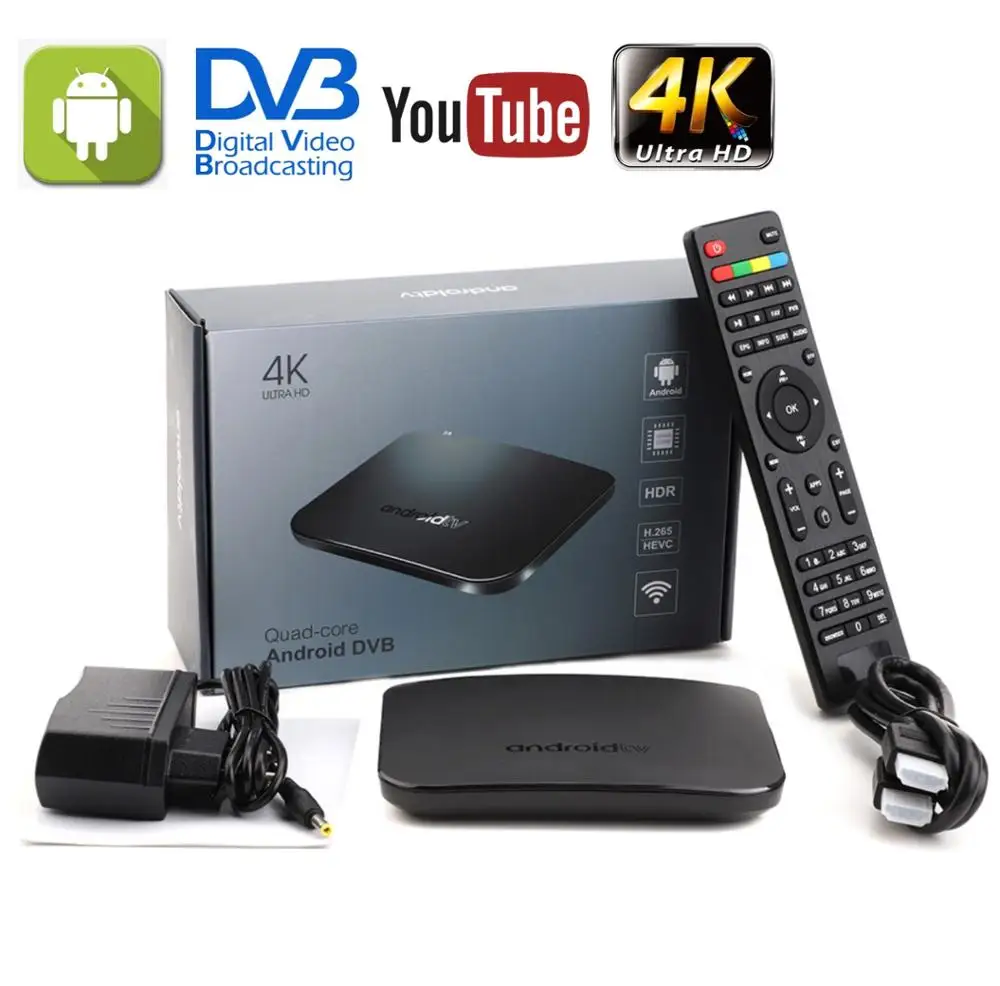 M8S Plus Amlogic S905D Четырехъядерный 4K Android 7,1 tv Box 1G 8G HD DVB-T2/T tv комбинированный приемник с 2,4G Wi-Fi передатчик для интернет-телевидения телеприставка