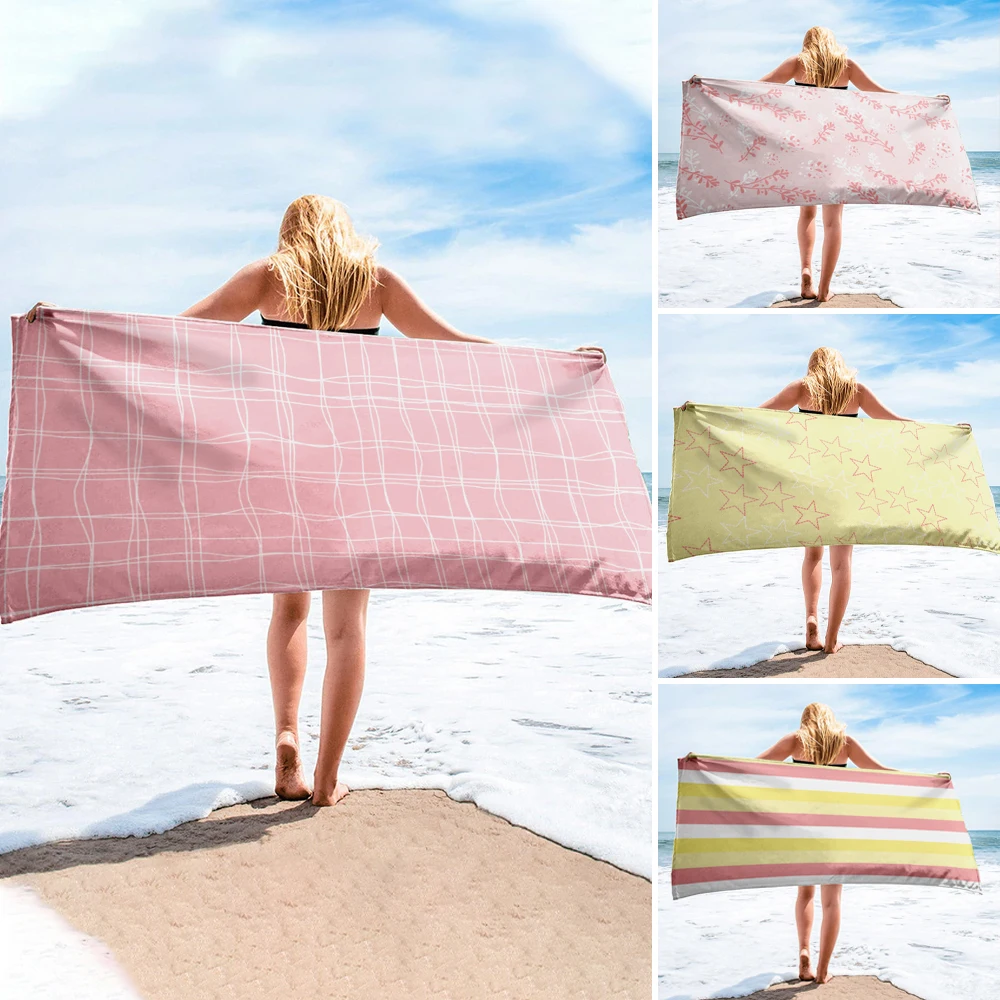 

Fashion Colorful Microfiber Printed Bath Towels Drying Quicky-Dry Striped Star Flower Quality Summer Good Towel Beach Towel