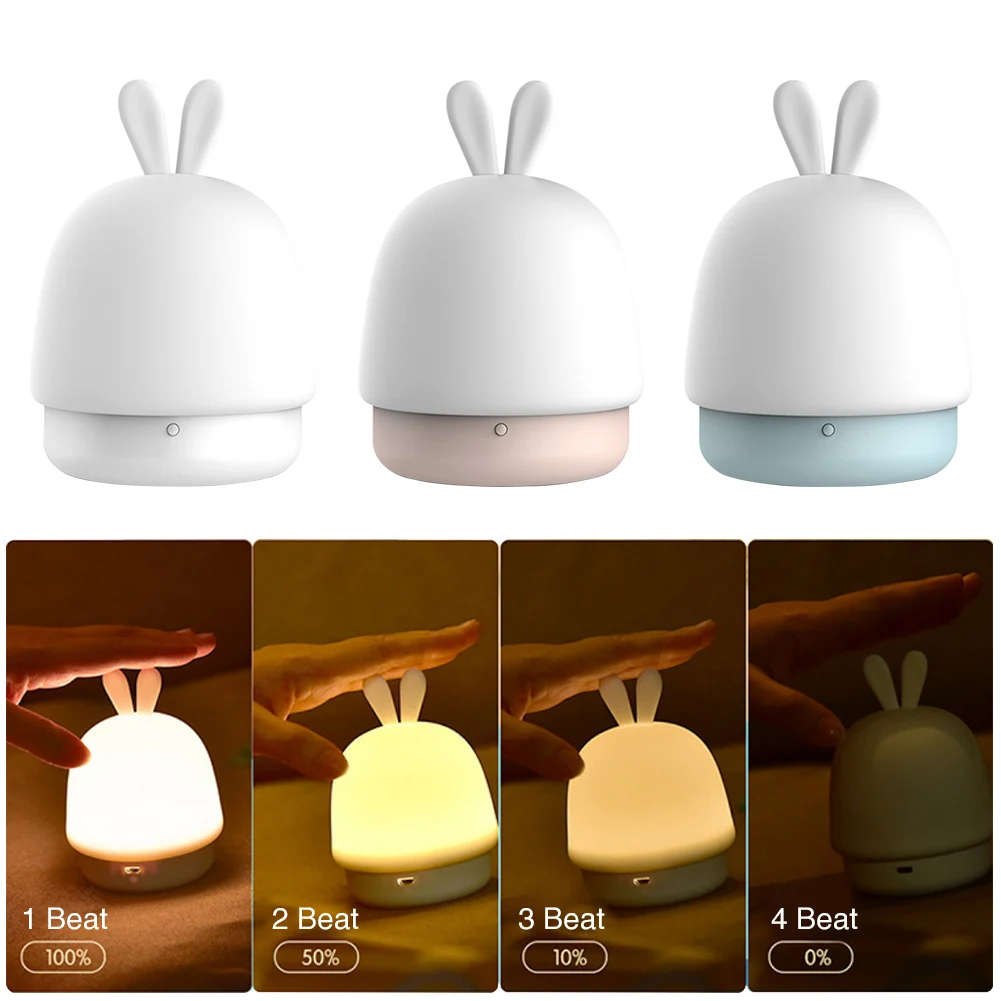 

Touch Control Baby Nursery LED Night Light USB Charging Hotel Cute Rabbit Bedside Table Battery Powered Home Mini Living Room