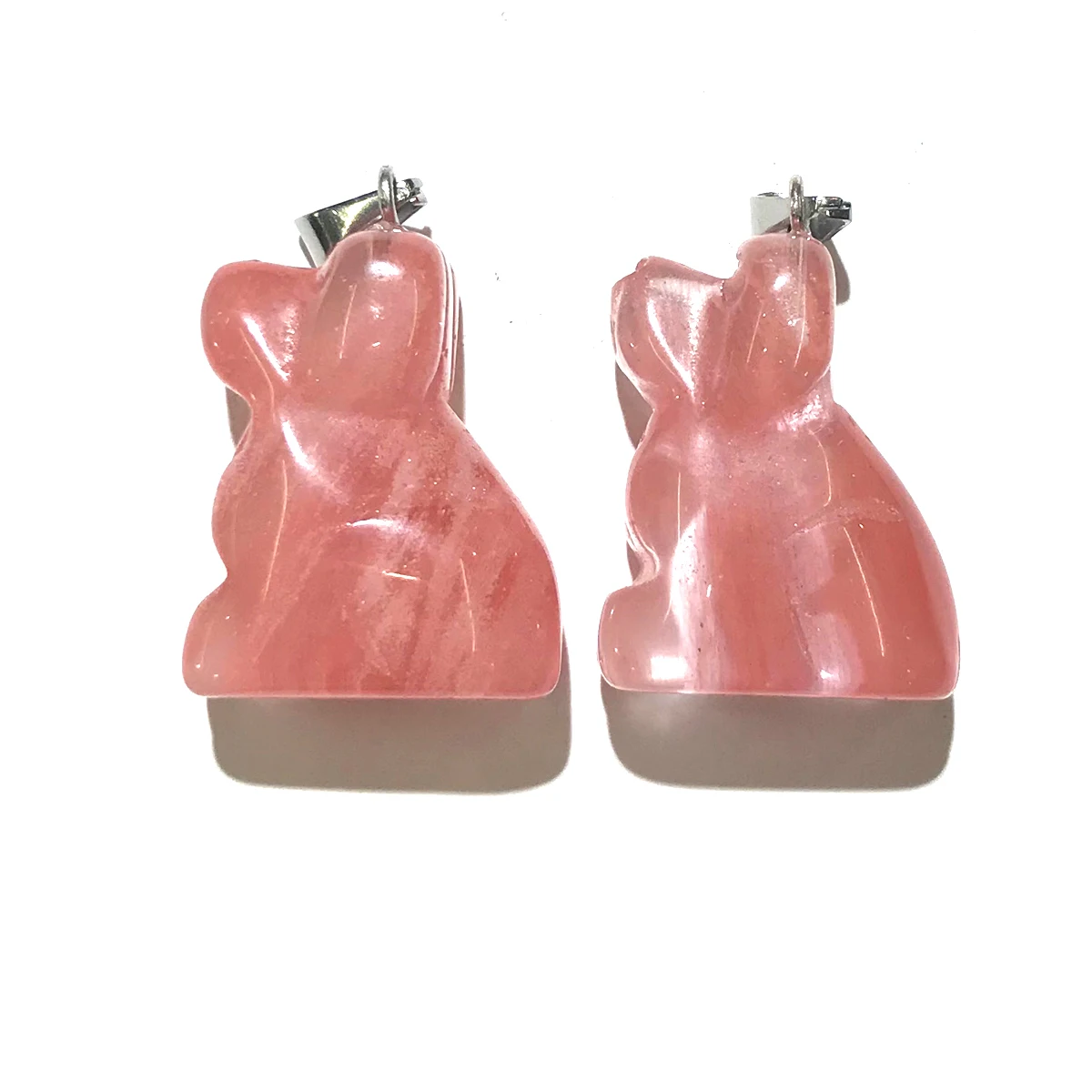 

2pcs Natural Stone Agates Charms Pendant Dog Shape Rose Quartzs for Jewelry Making DIY Necklace Bracelet Earrings Size 17x27mm