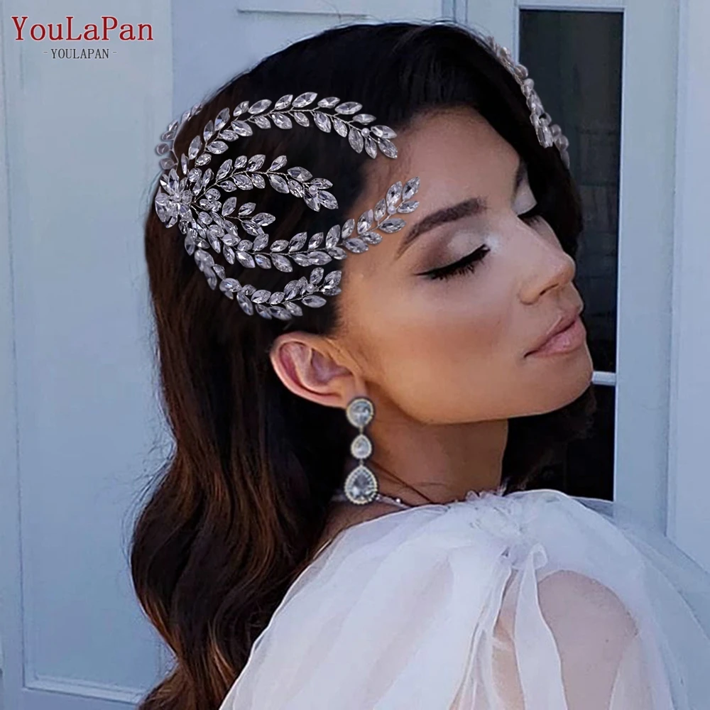 

YouLaPan HP405 Bridal Headbands Silver Rhinestones Hair Vine Wedding Hair Accessories For Brides Headband Crystal Tiara Crown