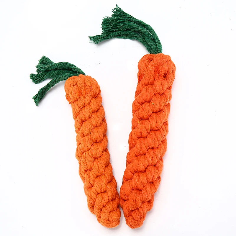 

Durable Rope Carrot Shape Dog Toys For Teeth Cleaning Chewing Biting