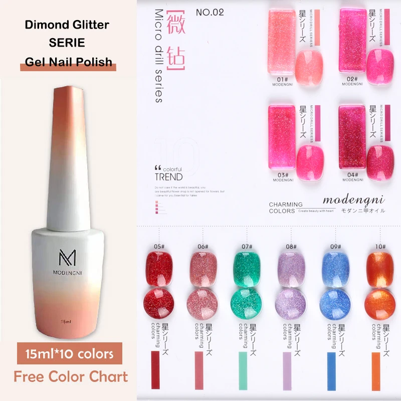 

2021 Hotsale Sparkling Pink Red Green Blue Nail Polish Set Long Lasting Acrylic Nail Kit LED Polish Lacquer Gel Polish Kit 15ML