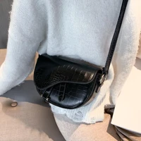 luxury fashion women crossbody bag crocodile semicircle saddle bags soft leather shoulder purses bags for ladies retro handbags