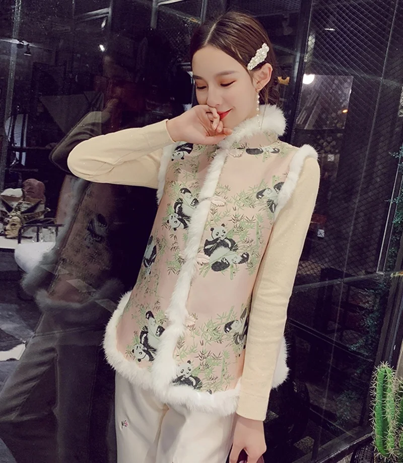 Китайский стиль, зимний женский жилет, без рукавов, пальто, Qipao, жилет, свободный, в винтажном стиле, теплый, мягкий жилет, хлопок, новинка, жилет, Femme, TA2142