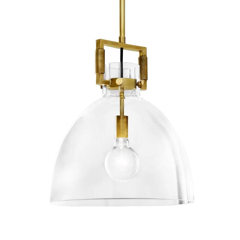 

American Simple Copper LED pendant lights bar Modern restaurant lighting glass bedroom lights luxury bedside hanging lamps