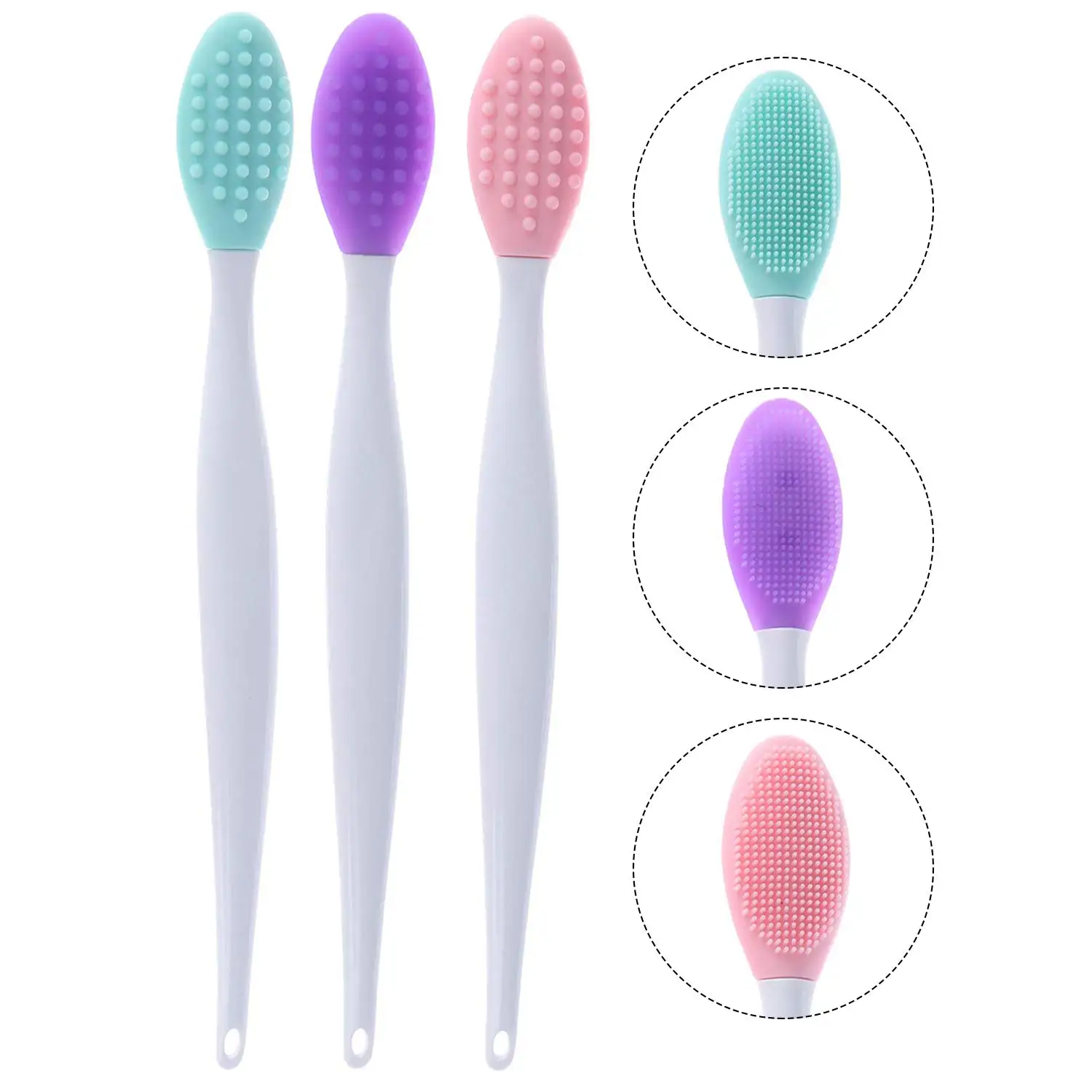 

5pcs Silicone Exfoliating Lip Brush Tool Double-sided Soft Lip Brush for Smoother and Nose Cleaning Brush 6 Colors