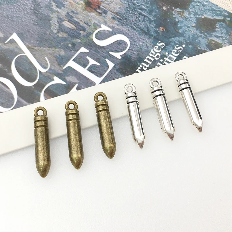 

20pcs Zinc Alloy Bullet Shape Charms For Bracelet Pendant DIY Findings Necklace Keychain Handmade Jewelry Making Accessories