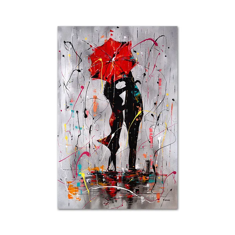 Современная Картина на холсте граффити улица целуи пары настенное Искусство