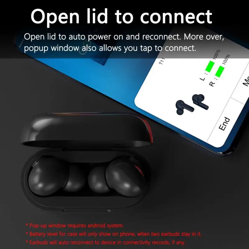 

QCY T11 Wireless Sports Bluetooth 5.0 Earphone Binaural In-ear Headset With 4 Mics Noise Isolation Earbuds Type-C Quick Charge