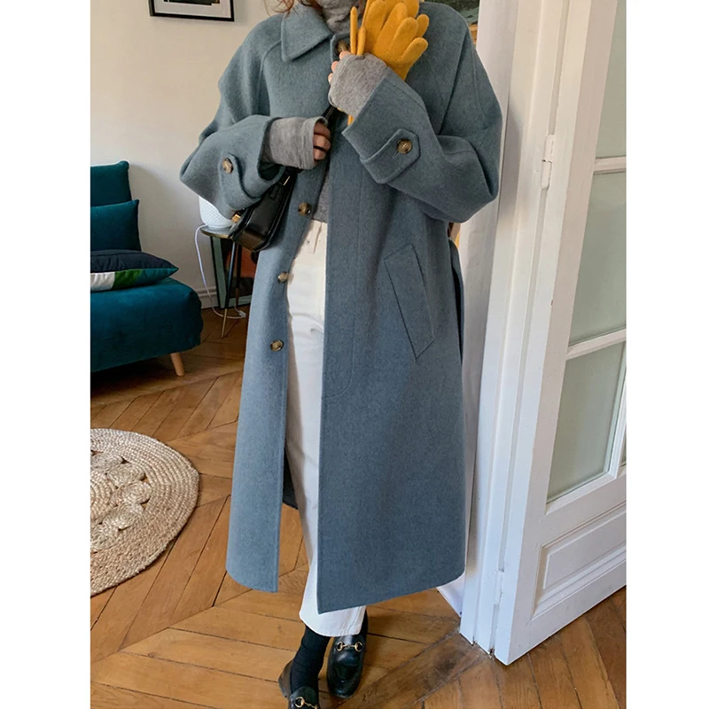 

Fashion Mid-length Thick Woolen Coat For Autumn Winter Jackets Women's 2021 New Style Wool Coat Female Overcoats 72A