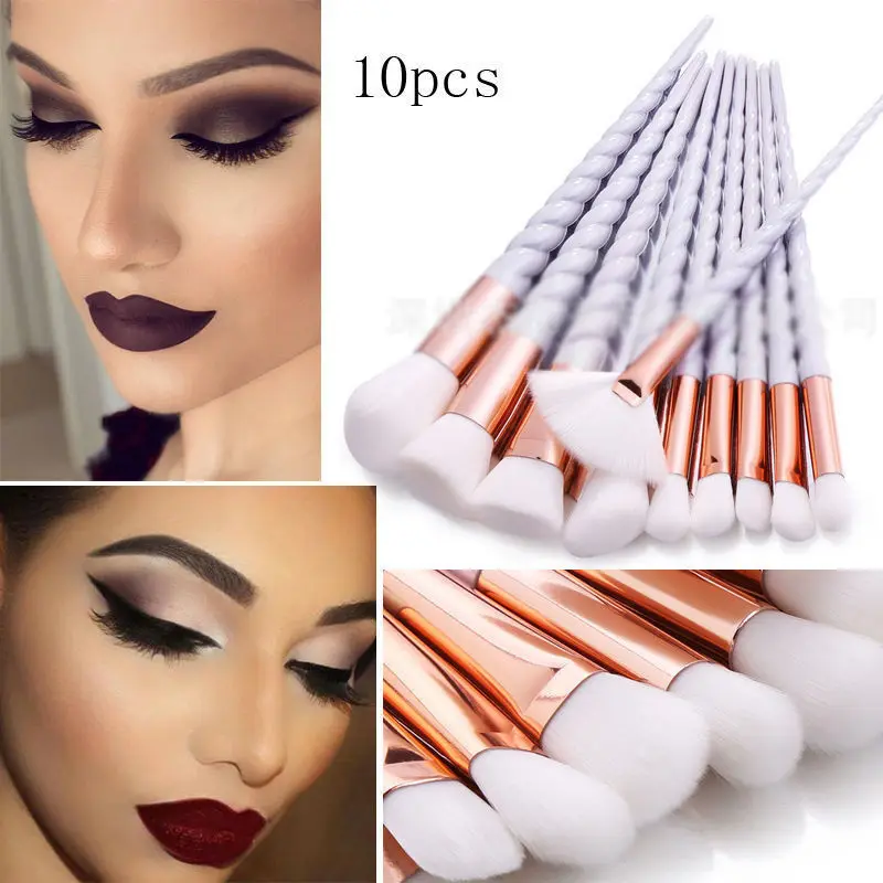 

10pcs Unicorn Makeup Brush Set Pink White Foundation Blending Powder Eye shadow Make Up Brushes Cosmetic Beauty Make Up Tools DF