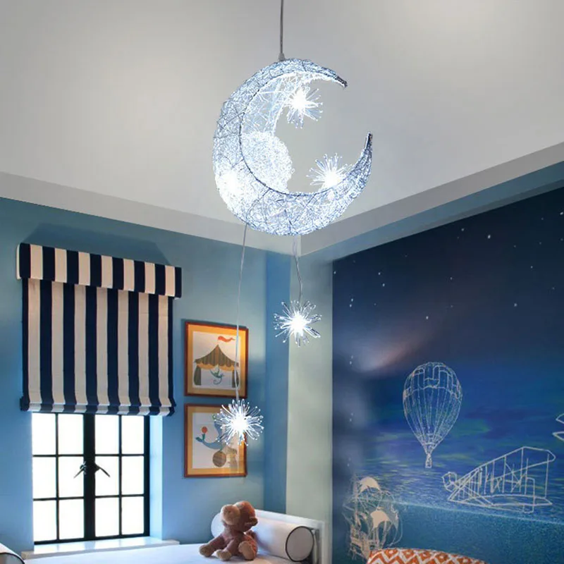 

Современная Люстра для детской спальни, потолочная лампа в виде Луны, звезды, ветки, Рождественское украшение для дома