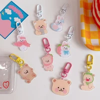 2020 cute little bear rabbit keychain women fashion bunny pendant jewelry girls backpack accessory acrylic keychain kid toy gift