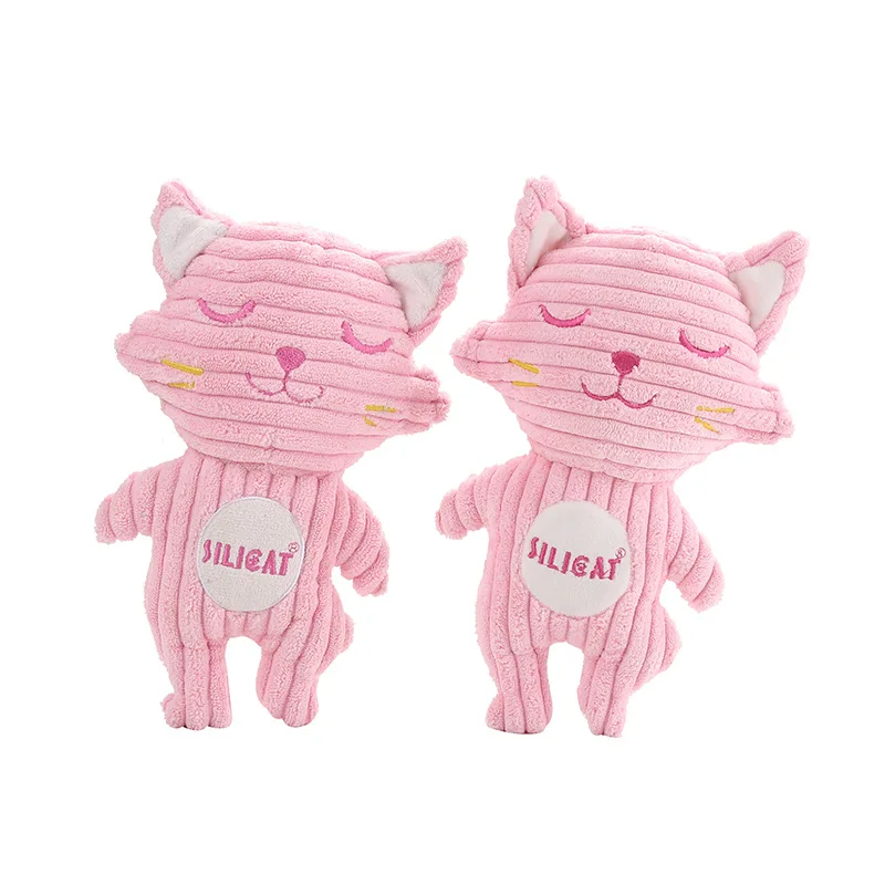 Розовый кот Милый плюшевый Кот игрушки пищащие жевательная игрушка для щенков
