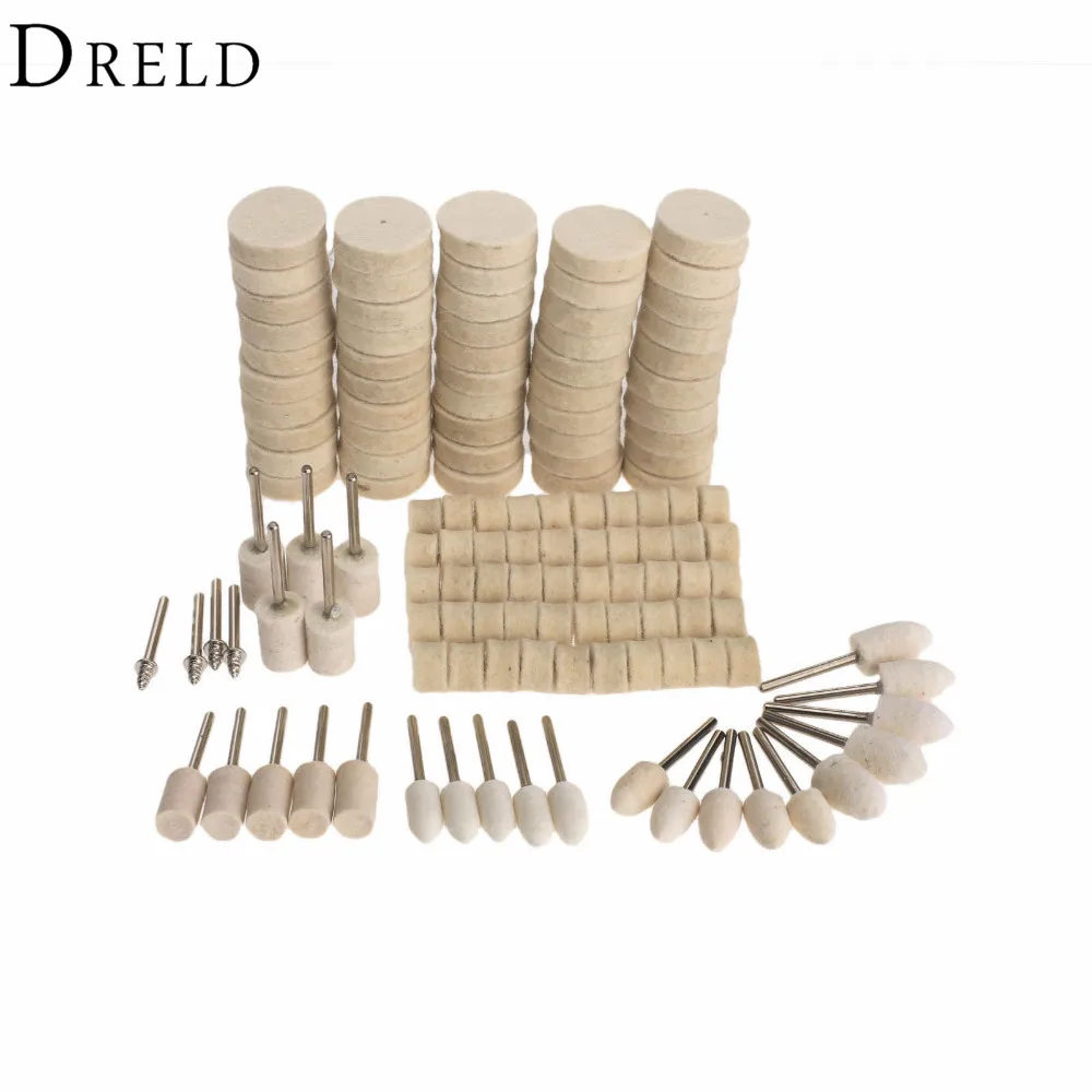 

Аксессуары DRELD для Dremel, 129 шт., полировальные диски, полировальные инструменты, шерстяной войлок, металлическая поверхность, Полировочный диск для вращающегося инструмента