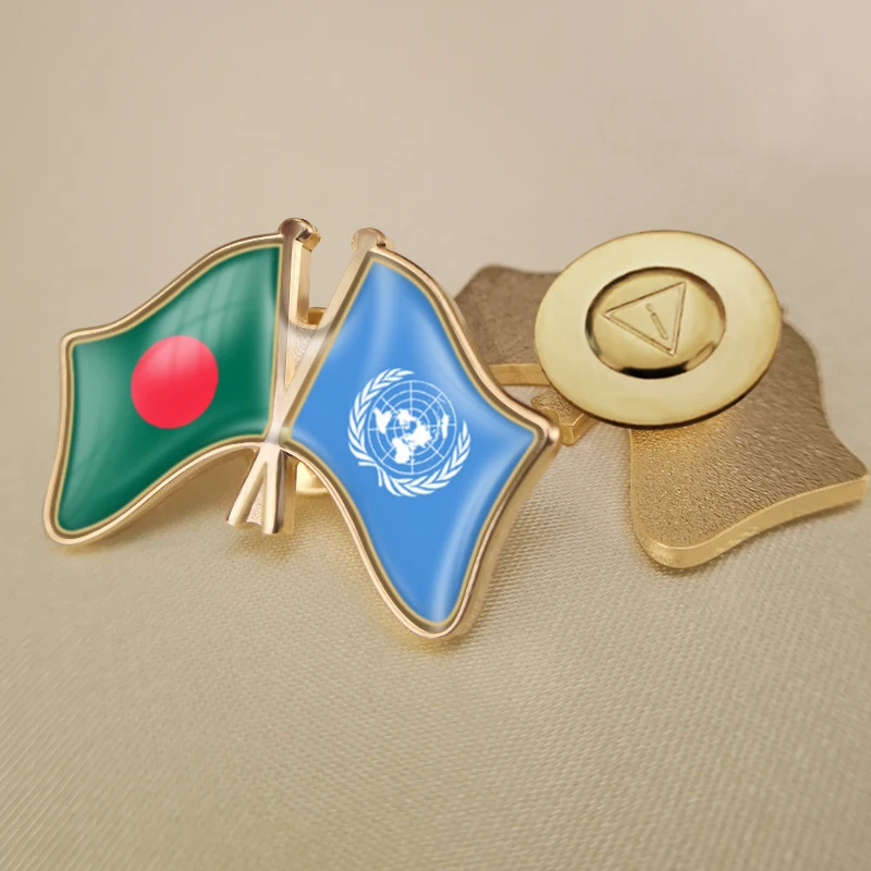 Организация Объединённых Наций и Бангладеш скрещенный двойной флаг дружбы