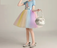 cartoon unicorn costume dress for children performance show rainbow color dress romantic dress