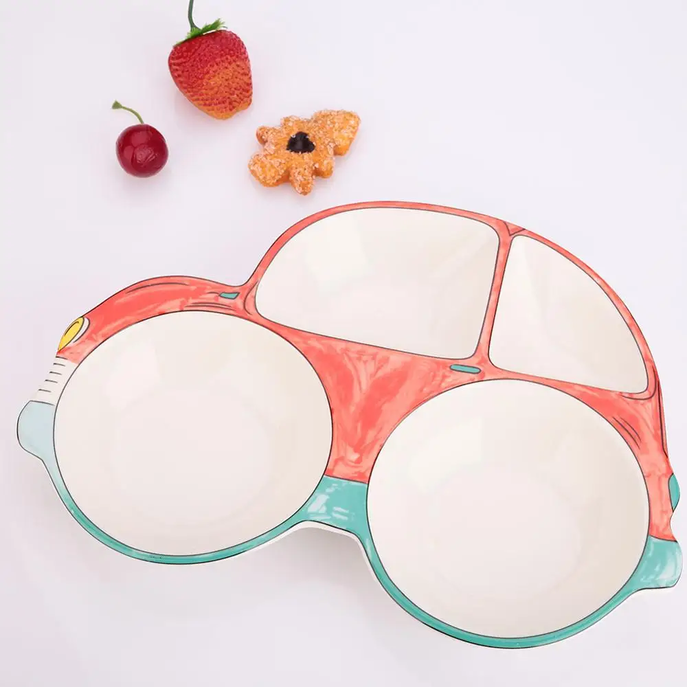 Baby Car Shape Ceramic Feeding Plate Children's Cute Creative Household Dinnerware Fruit Snack Breakfast Dinner Plates|Блюдца и