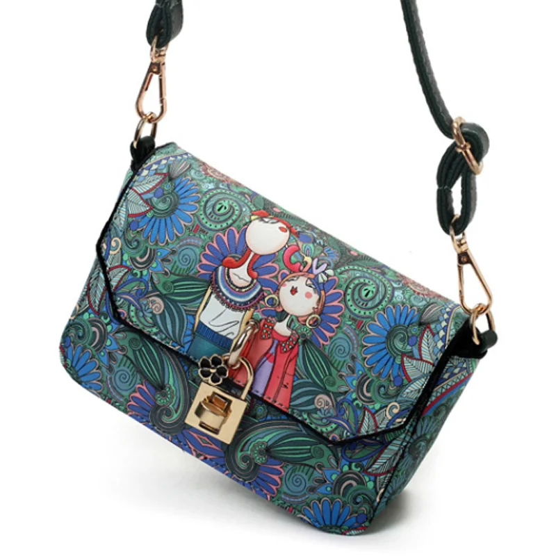 Модная Маленькая женская сумка на плечо с мультяшным принтом миниатюрная