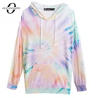 Женские весенние повседневные разноцветные Свободные толстовки с принтом тай-дай с пакетом, модная мягкая толстовка EMY004