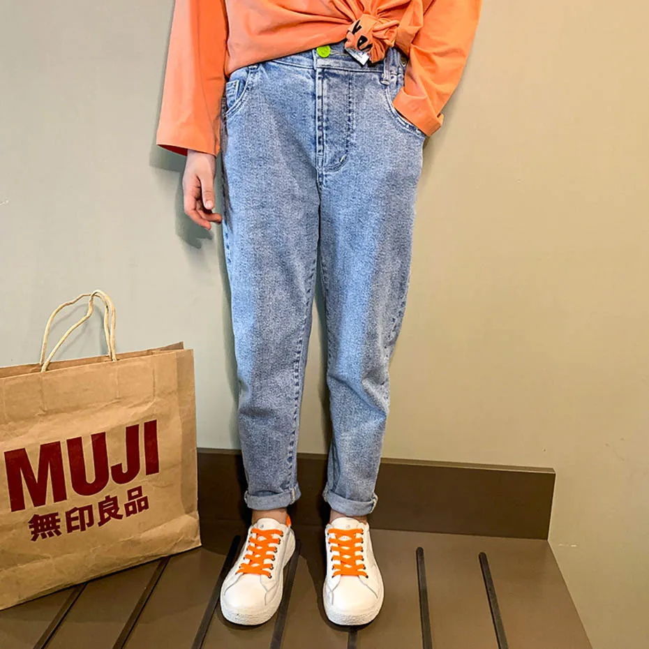 Джинсы для девочек новинка 2020 детские джинсы Повседневные узкие одежда