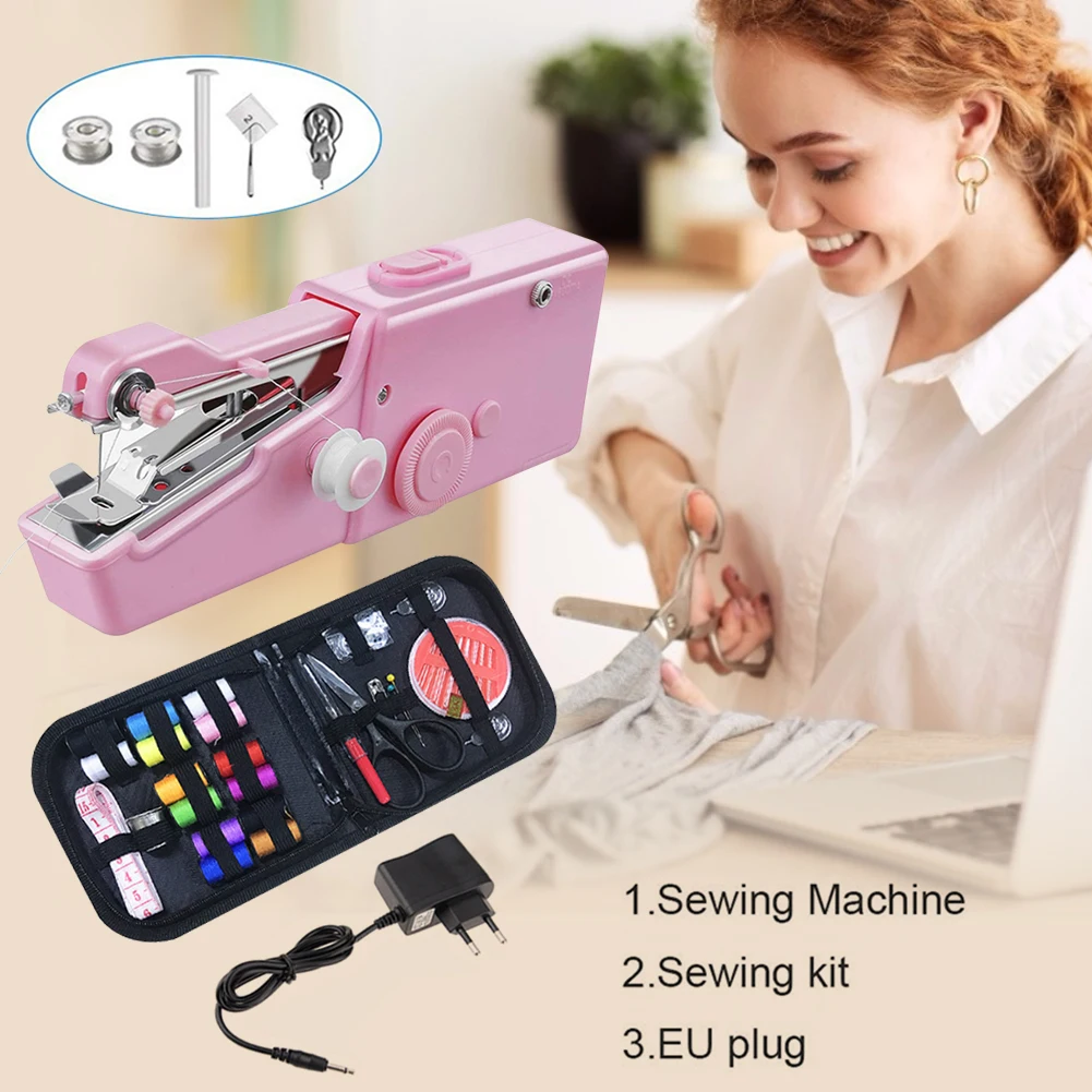 

Small Sewing Machine Portable Manual Handheld Sewing Machine Household Needlework Cordless Handwork Tools Accessories