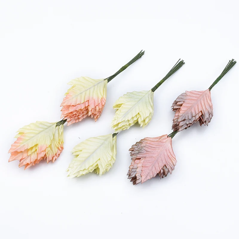 

12pieces Artificial Leaf flower Silk Green Leaves for party wedding decoration Scrapbooking Craft Fake Flower artificial plants