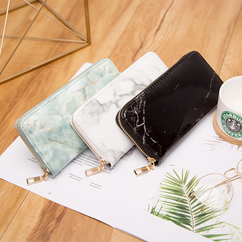 Casual Women Lady Wallets Purses Totes Feminina Marble Patent Leather Clutch Bags Girls Zipper Card Coin Money Holder Pouch Pack | Багаж и
